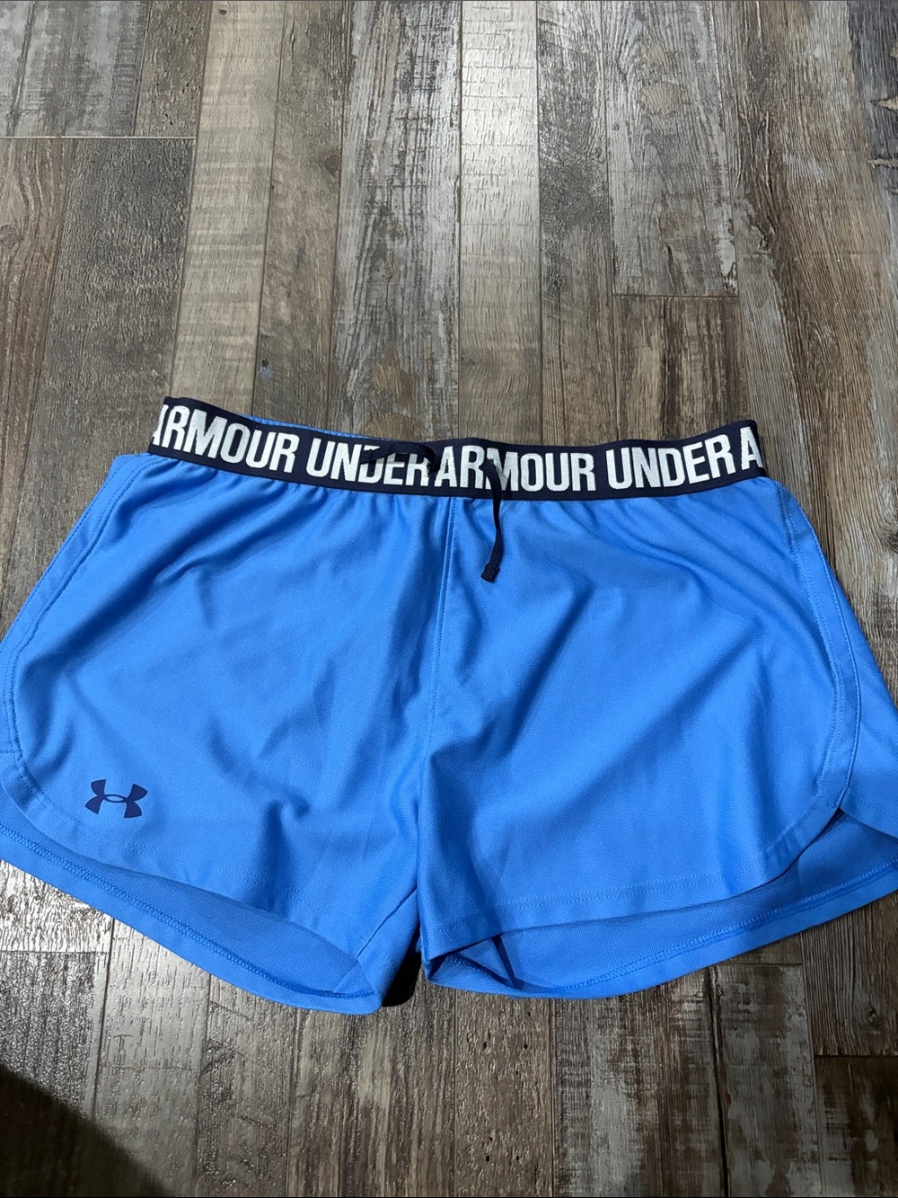 Under Armour Women's Bright Blue Athletic Shorts with Logo Waistband